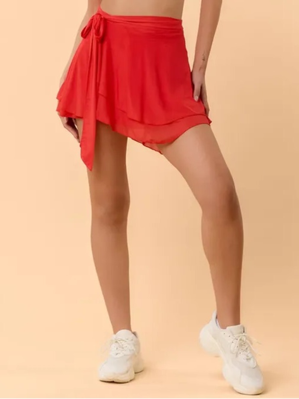 Blogilates women Red Wrap Mini Skirt with built in shorts size XL new with tags